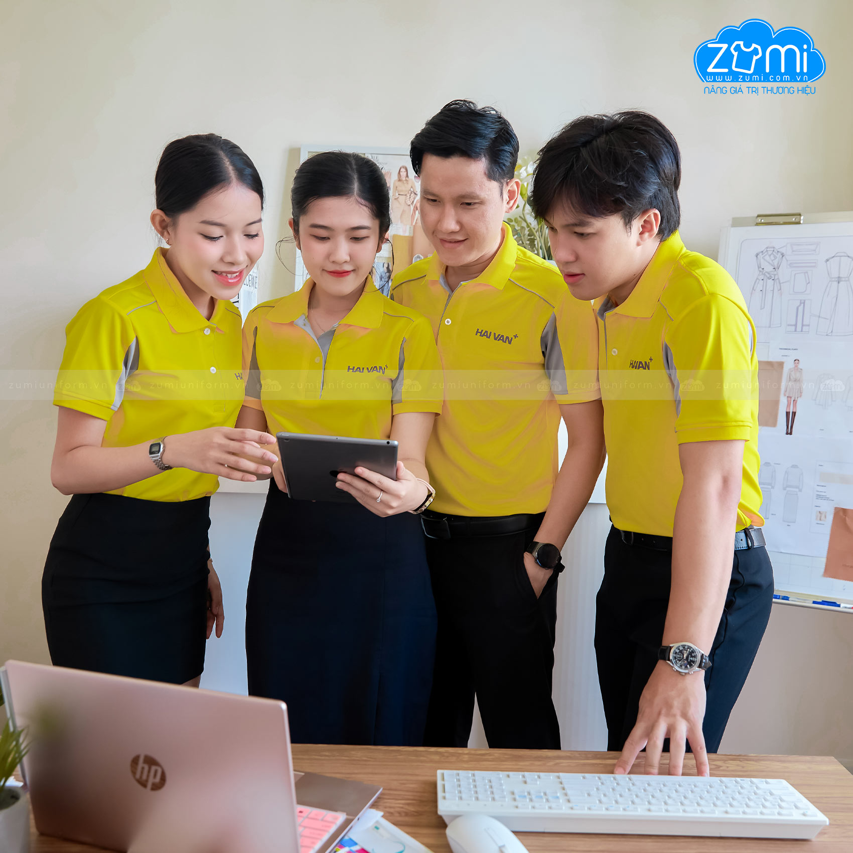 Áo Thun Đồng phục Cổ Trụ xe Khách HAI VAN